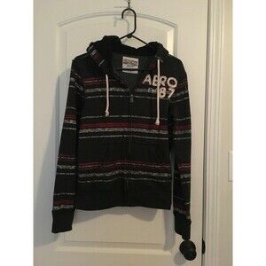 Aeropostale Adult Unisex Stripe Full Zip Sweat Hoodie Size XS Multi-Color